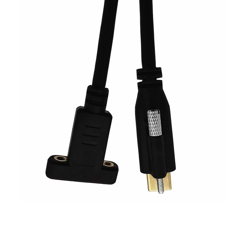 screw locking Type-C male to female panel Mount Cable