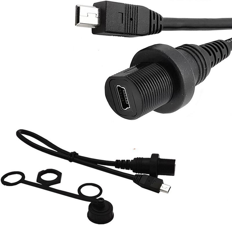 Mini USB 2.0 Panel Mount Connector IP67 Waterproof Cable 