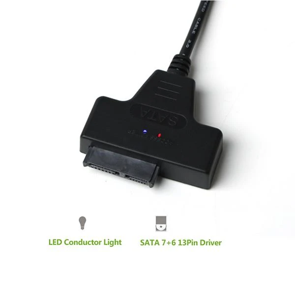 USB 2.0 Type A To 13Pin(7+6) SATA Adapter Cable External Power For Laptop CD-ROM DVD-ROM Converter