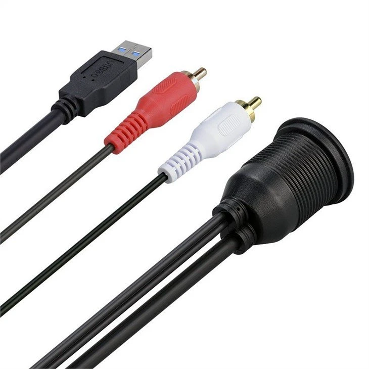 Car Dash Mount 3.5mm 2RCA USB AUX waterproof Cable